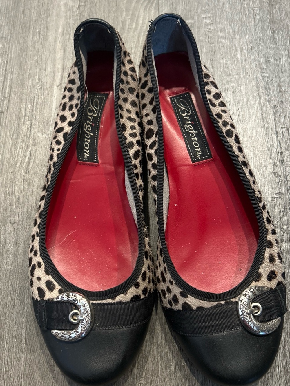 Brighton Leopard-Print Ballet Flats with Black Toe and Red Insole